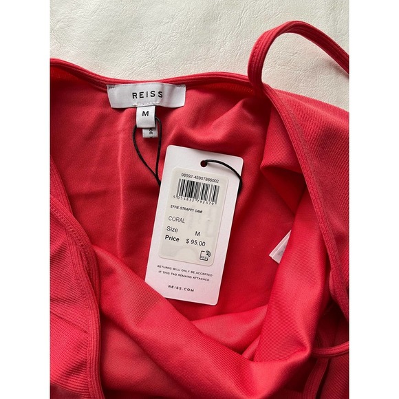 REISS Effie Ribbed Tank Top in Coral Size M - Picture 6 of 9